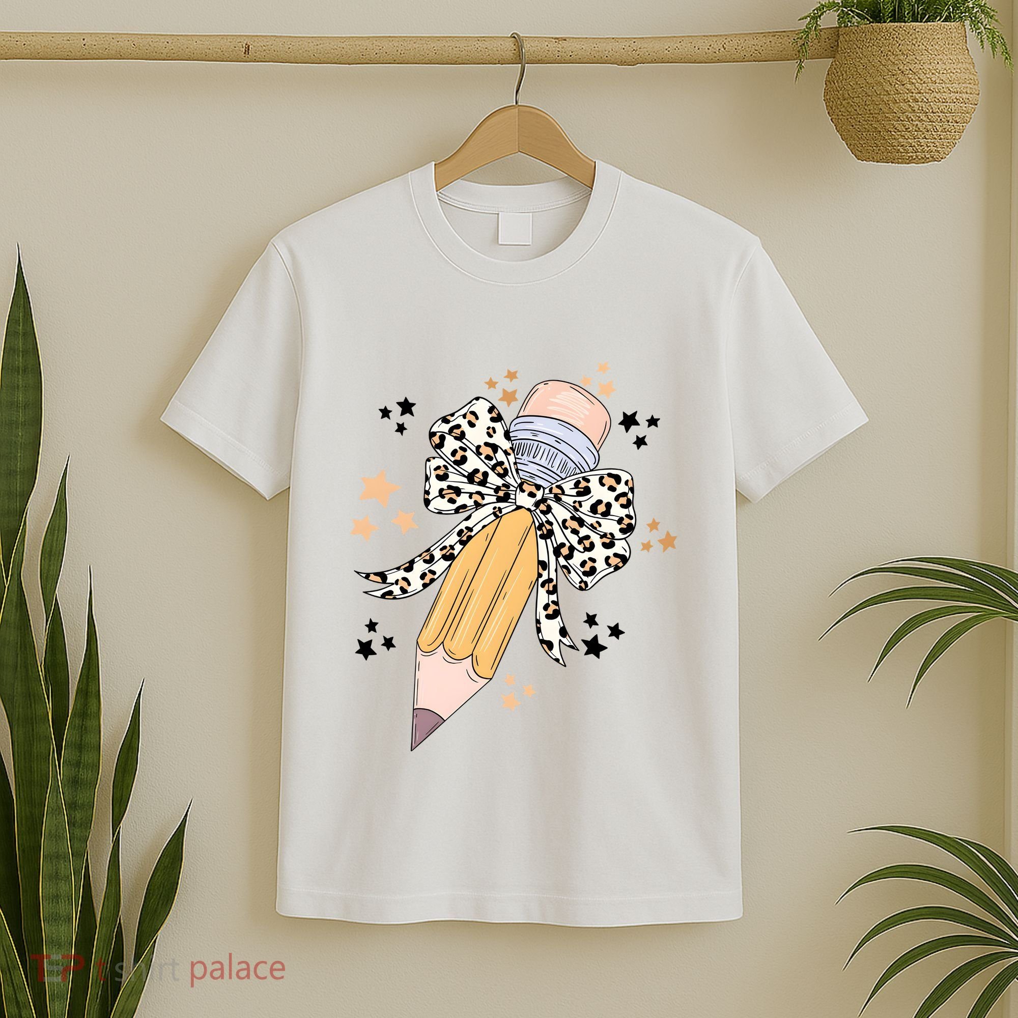 Leopard Coquette Pencil Teacher Student T-Shirt