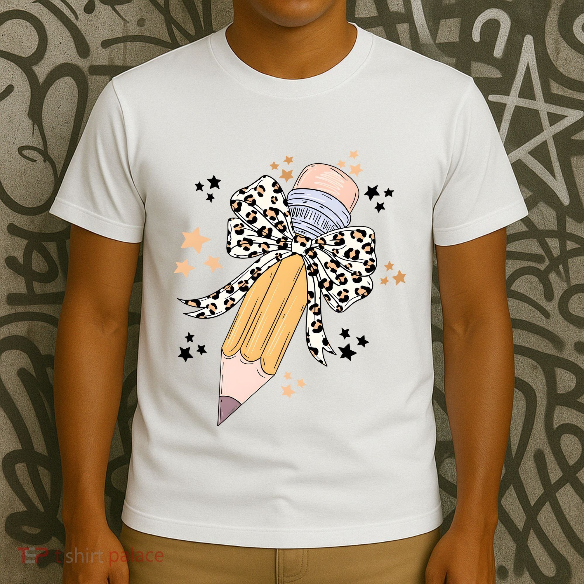 Leopard Coquette Pencil Teacher Student T-Shirt