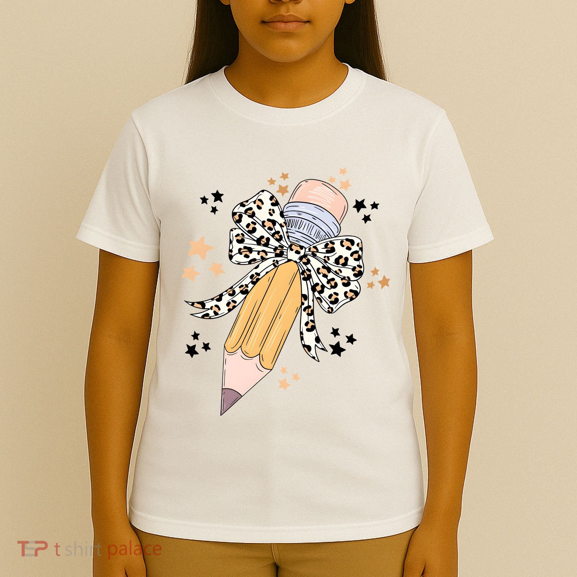 Leopard Coquette Pencil Teacher Student T-Shirt