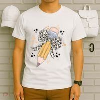 Leopard Coquette Pencil Teacher Student T-Shirt thumb 6