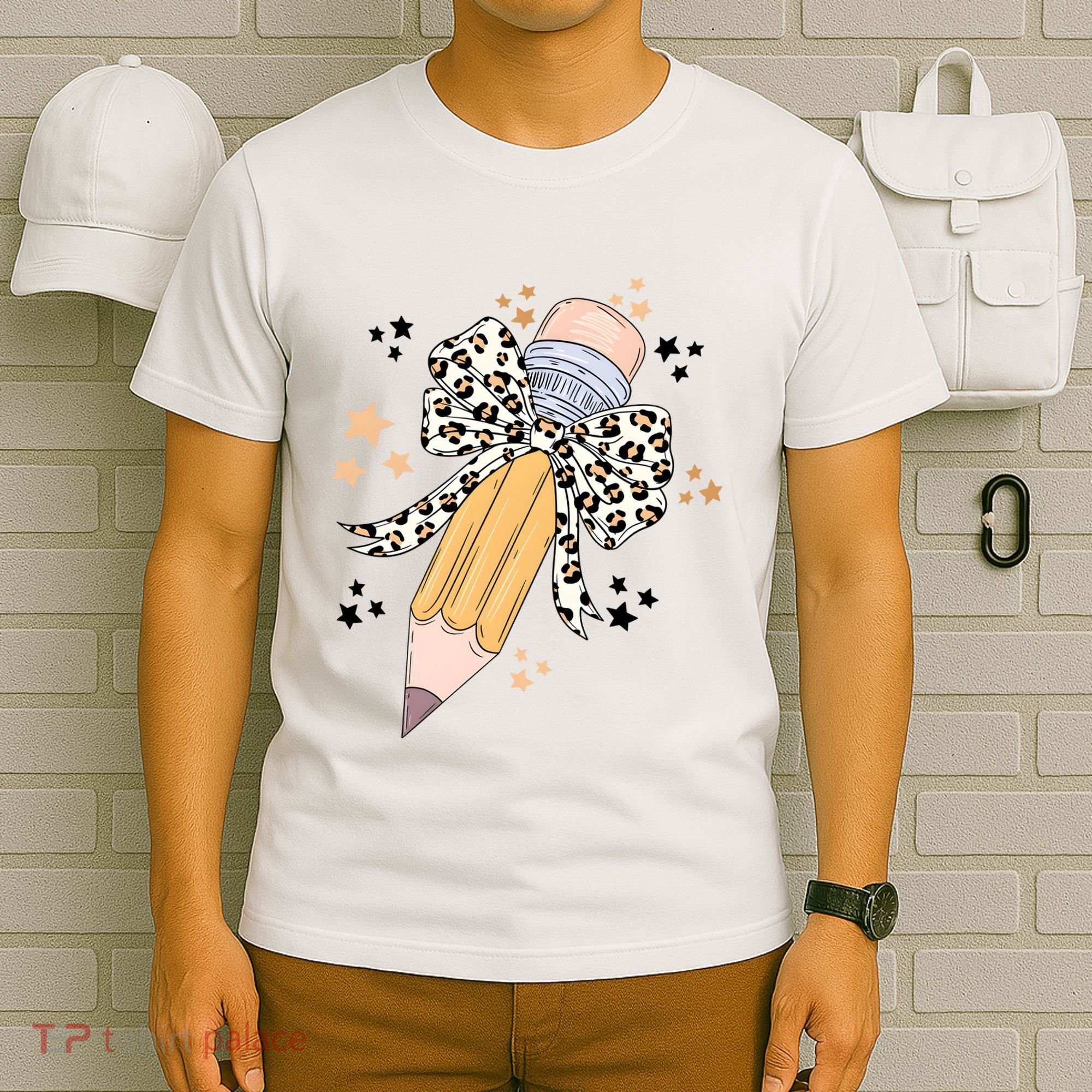 Leopard Coquette Pencil Teacher Student T-Shirt