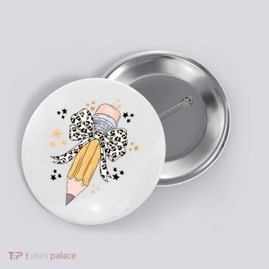Leopard Coquette Pencil Teacher Student Button