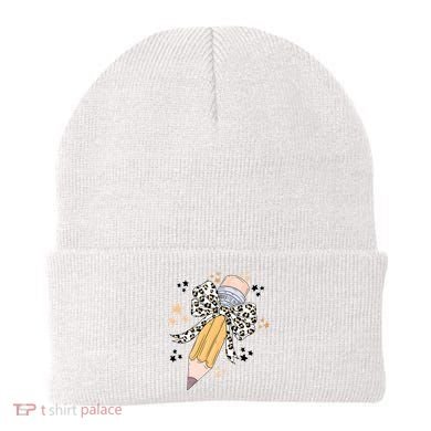 Leopard Coquette Pencil Teacher Student Beanie