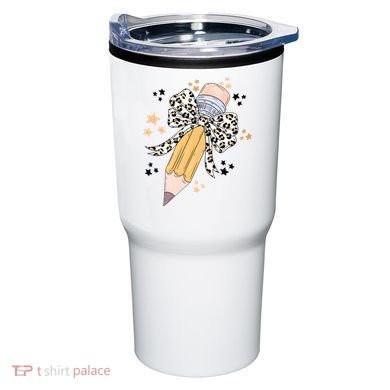 Leopard Coquette Pencil Teacher Student Tumbler