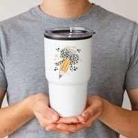 Leopard Coquette Pencil Teacher Student Tumbler thumb 2