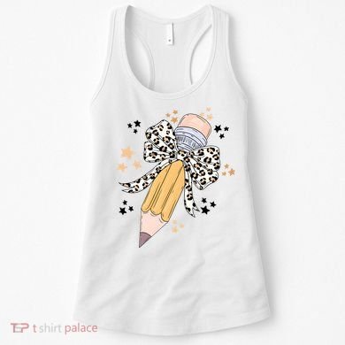 Leopard Coquette Pencil Teacher Student Women's Tank Top