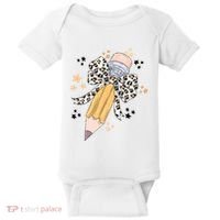 Leopard Coquette Pencil Teacher Student Baby Bodysuit thumb 0