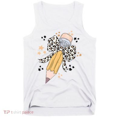 Leopard Coquette Pencil Teacher Student Tank Top