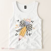 Leopard Coquette Pencil Teacher Student Tank Top thumb 2