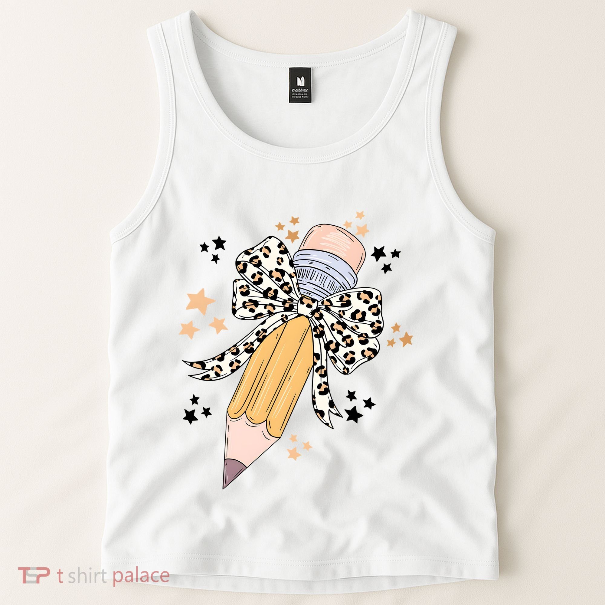 Leopard Coquette Pencil Teacher Student Tank Top