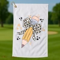 Leopard Coquette Pencil Teacher Student Golf Towel thumb 1