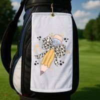 Leopard Coquette Pencil Teacher Student Golf Towel thumb 2