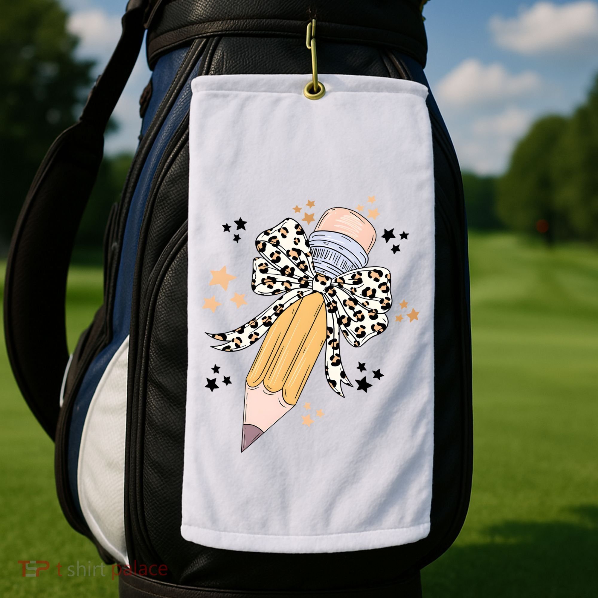 Leopard Coquette Pencil Teacher Student Golf Towel
