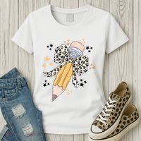 Leopard Coquette Pencil Teacher Student Women's T-Shirt thumb 3