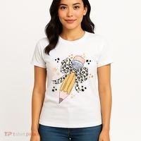 Leopard Coquette Pencil Teacher Student Women's T-Shirt thumb 4