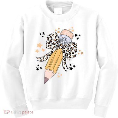 Leopard Coquette Pencil Teacher Student Kids Sweatshirt