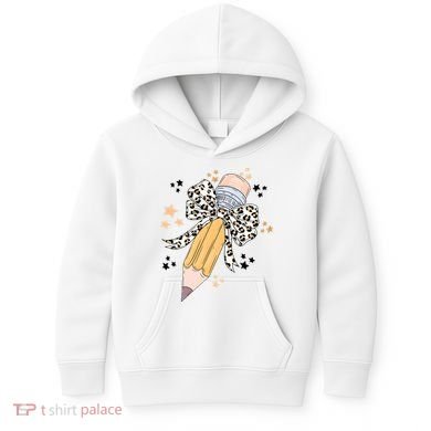 Leopard Coquette Pencil Teacher Student Kids Hoodie