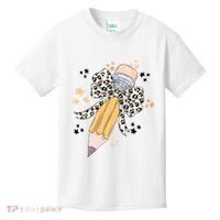 Leopard Coquette Pencil Teacher Student Kids T-Shirt thumb 0