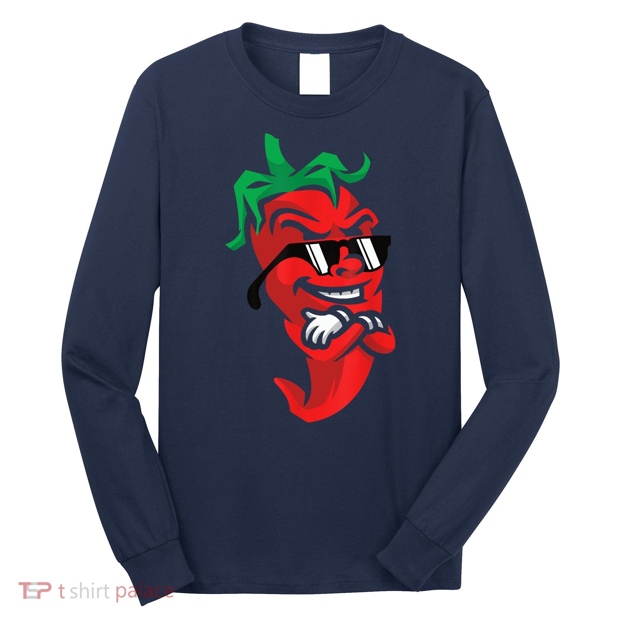 Lazy Cool Red Chili Pepper Mexican Spicy Hot Food Lover Long Sleeve Shirt