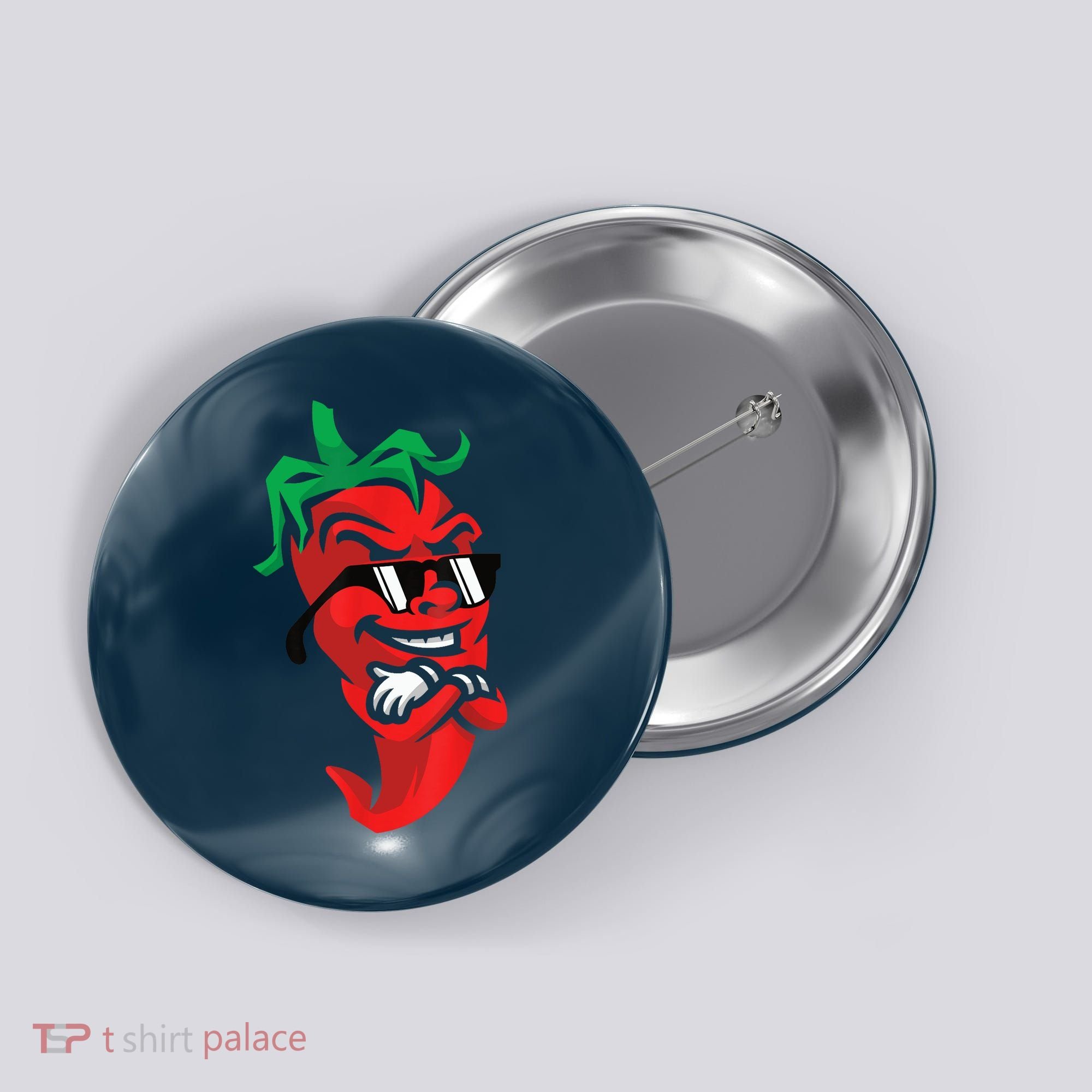 Lazy Cool Red Chili Pepper Mexican Spicy Hot Food Lover Button