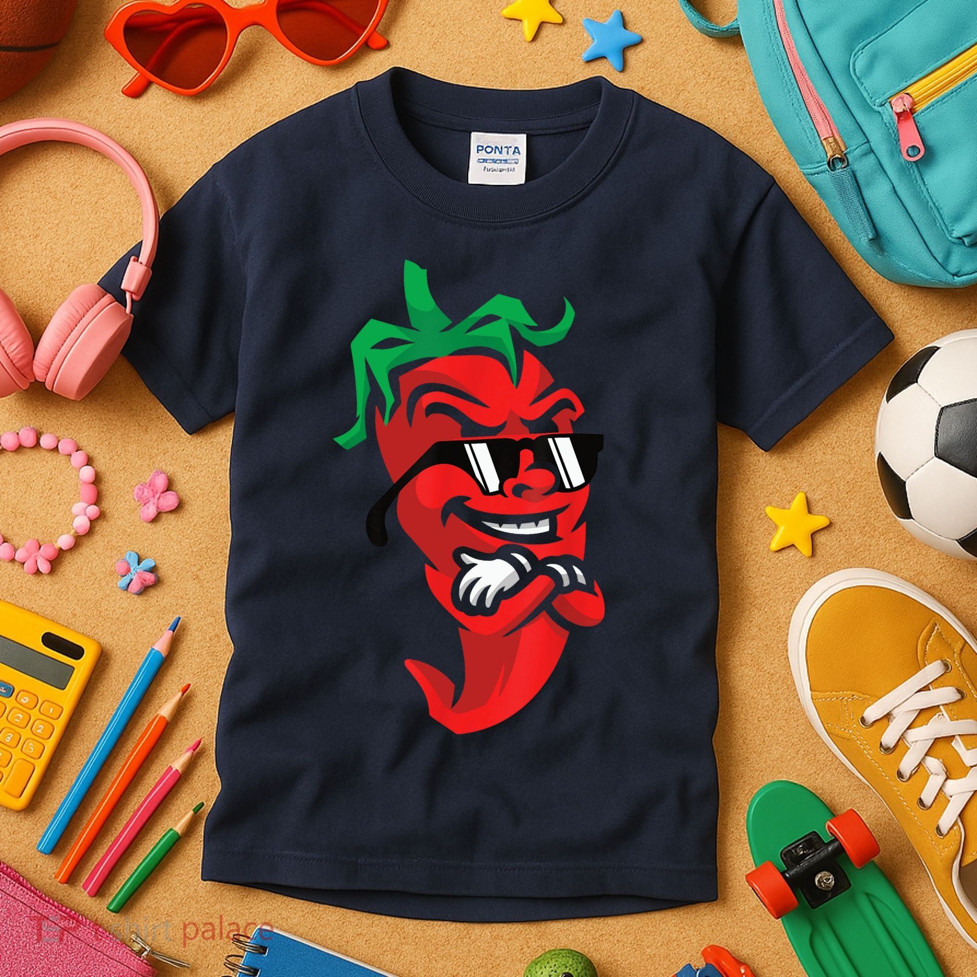 Lazy Cool Red Chili Pepper Mexican Spicy Hot Food Lover Kids T-Shirt