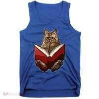 Lucky Cats Reading Books Kitty Dance Meow Funny Pet Animal Gift Tank Top thumb 0