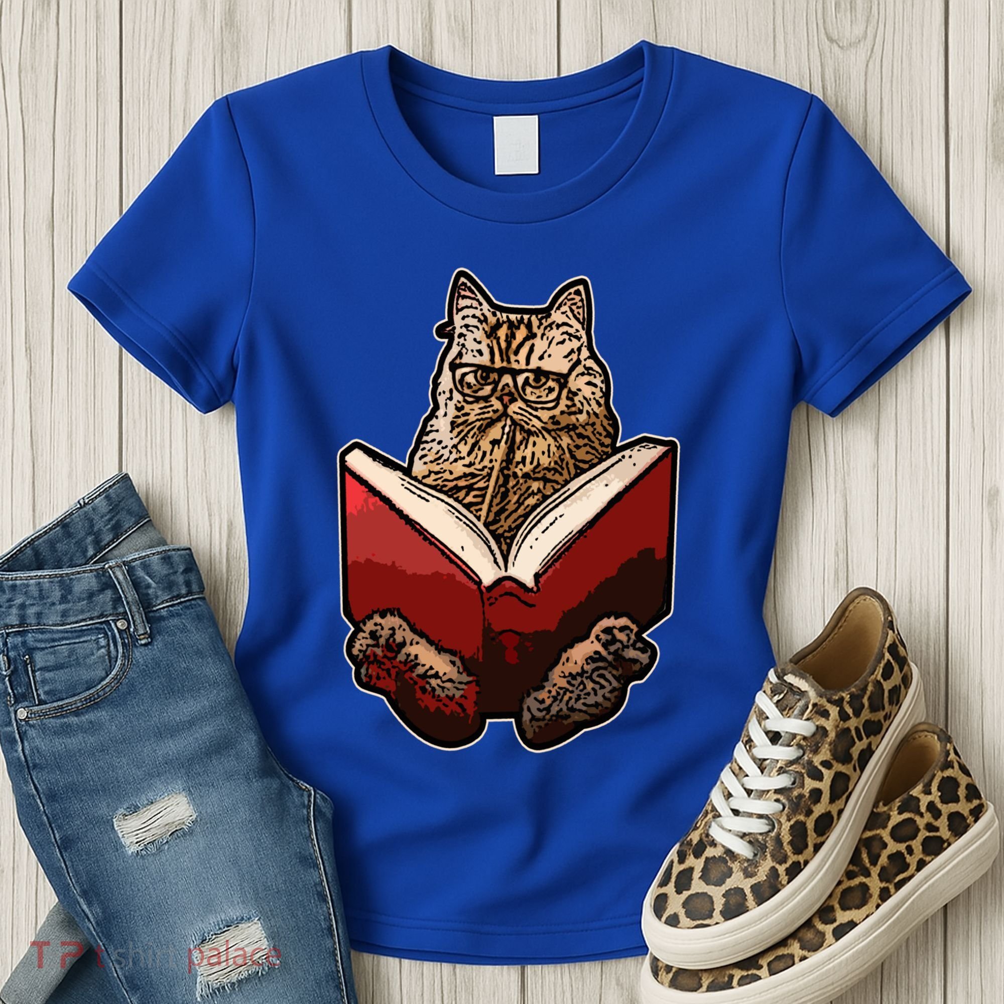 Lucky Cats Reading Books Kitty Dance Meow Funny Pet Animal Gift Women's T-Shirt