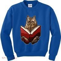 Lucky Cats Reading Books Kitty Dance Meow Funny Pet Animal Gift Kids Sweatshirt thumb 0
