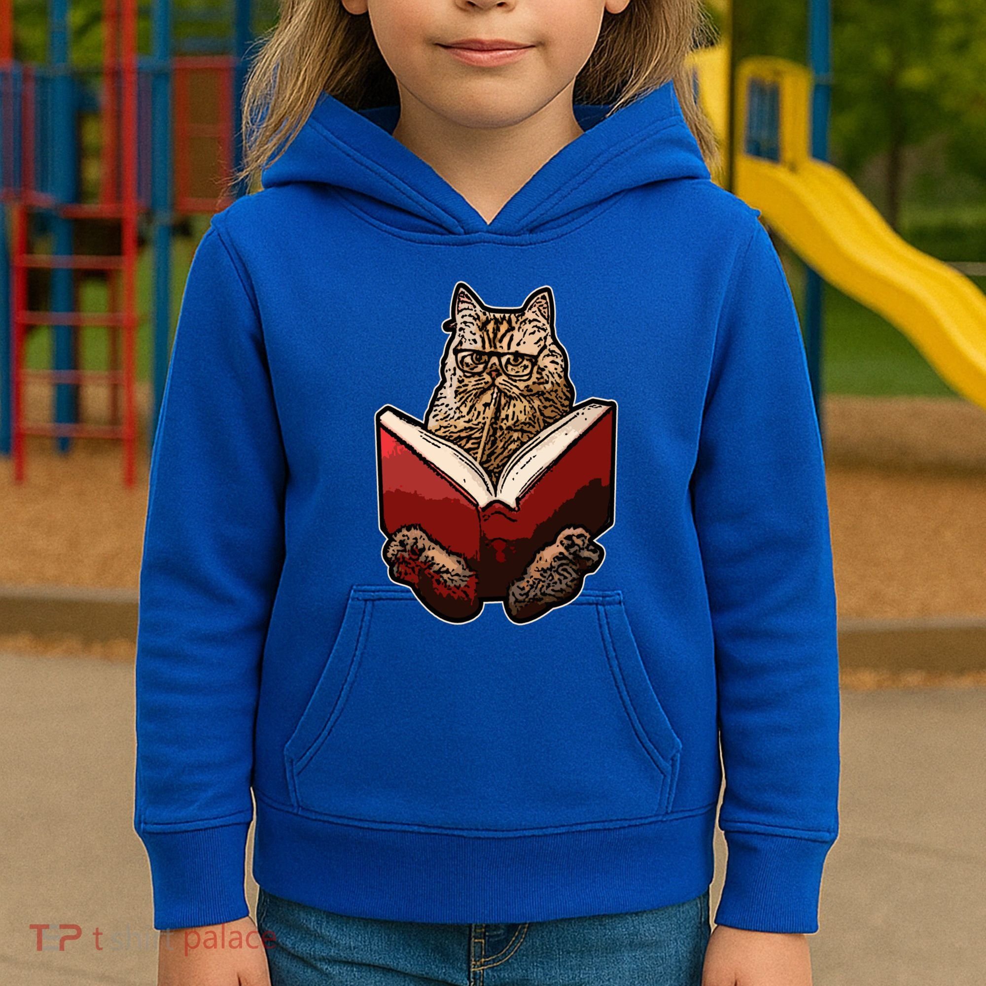Lucky Cats Reading Books Kitty Dance Meow Funny Pet Animal Gift Kids Hoodie