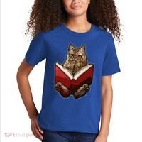 Lucky Cats Reading Books Kitty Dance Meow Funny Pet Animal Gift Kids T-Shirt thumb 2