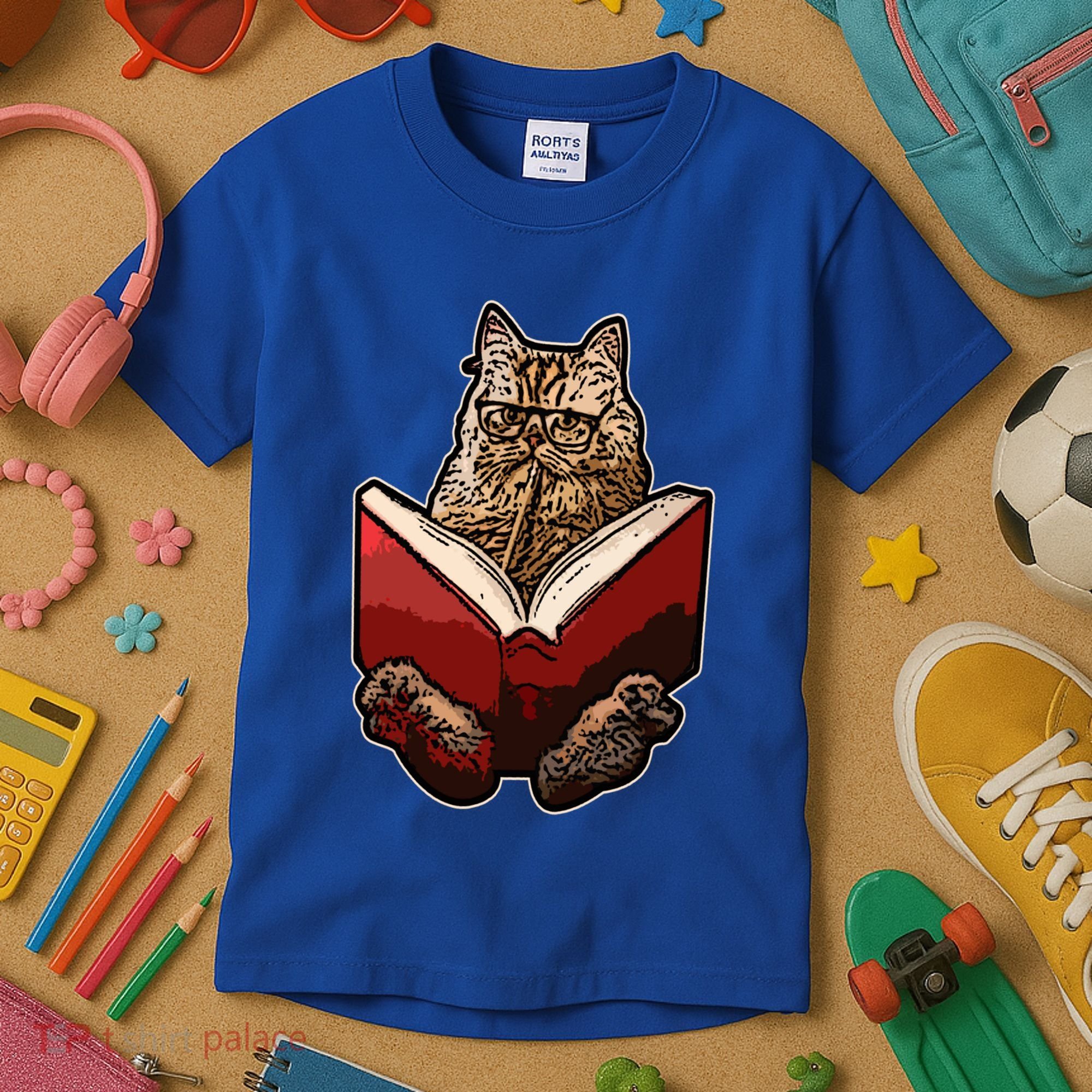 Lucky Cats Reading Books Kitty Dance Meow Funny Pet Animal Gift Kids T-Shirt