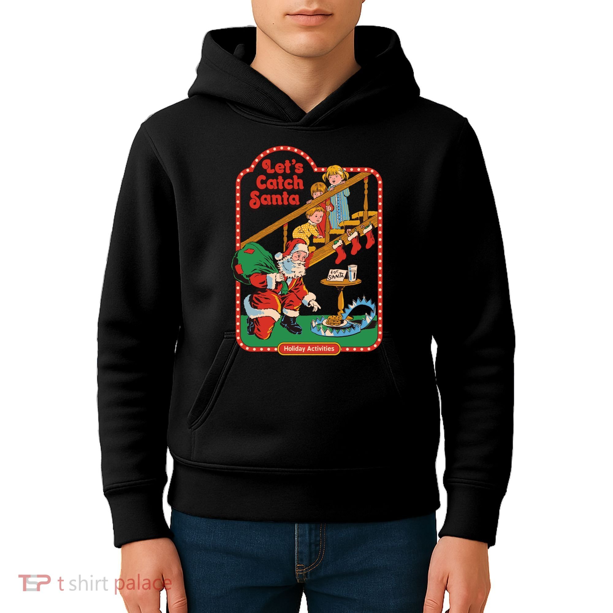 Let's Catch Santa Holiday Archives Kids Hoodie