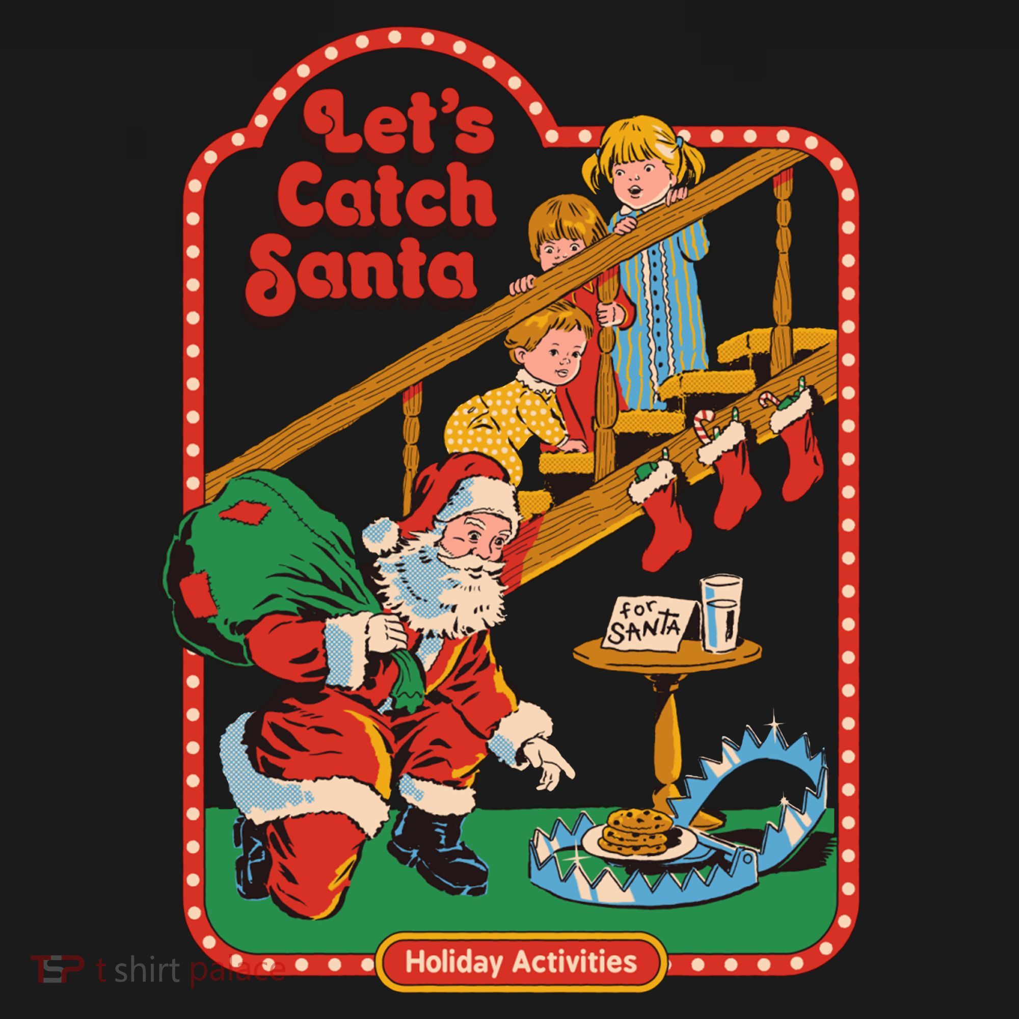 Let's Catch Santa Holiday Archives Kids Long Sleeve Shirt