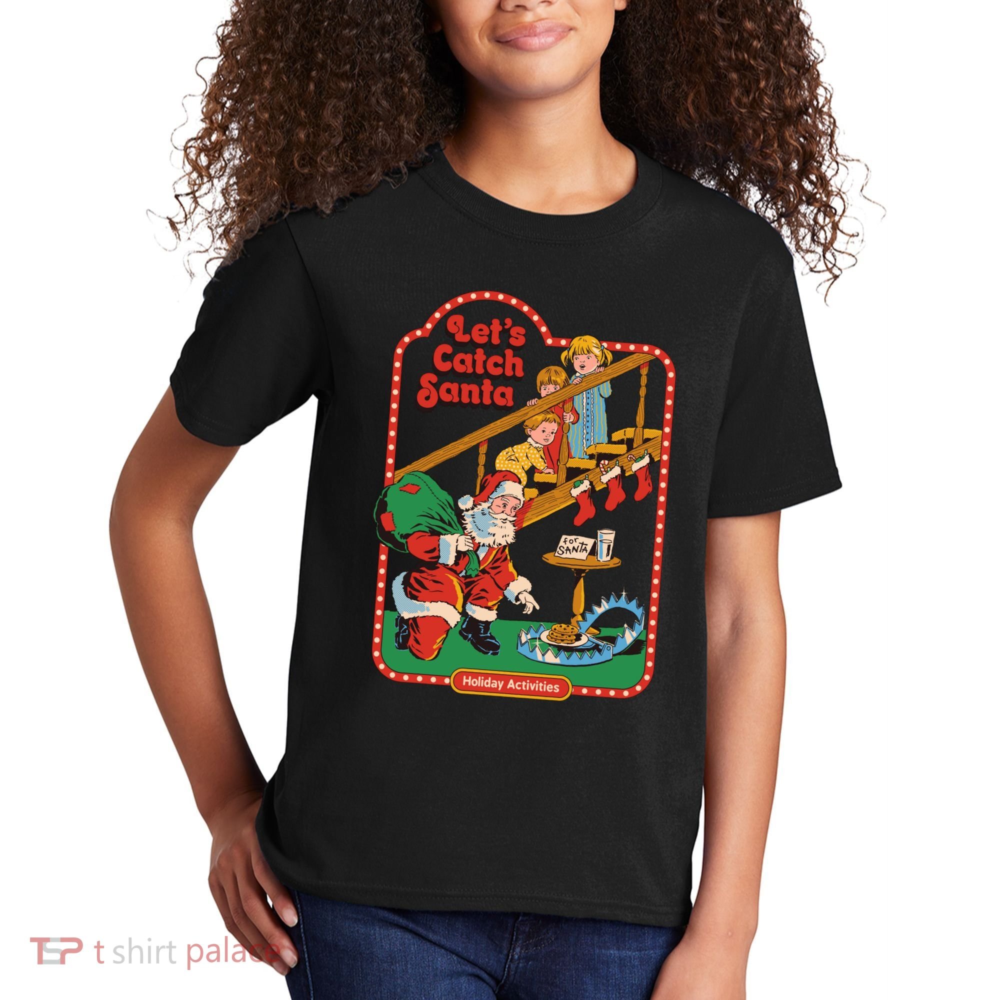 Let's Catch Santa Holiday Archives Kids T-Shirt