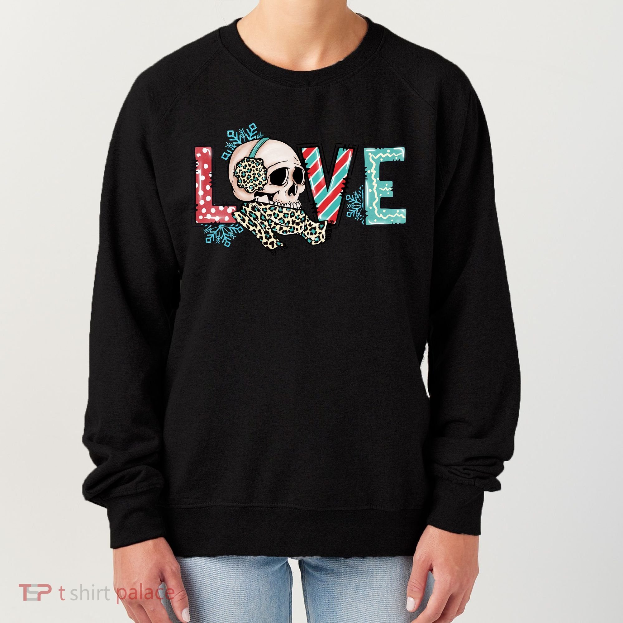 Love Christmas Skull Funny Xmas Hoilday Gift Women's Sweatshirt