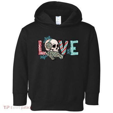 Love Christmas Skull Funny Xmas Hoilday Gift Toddler Hoodie