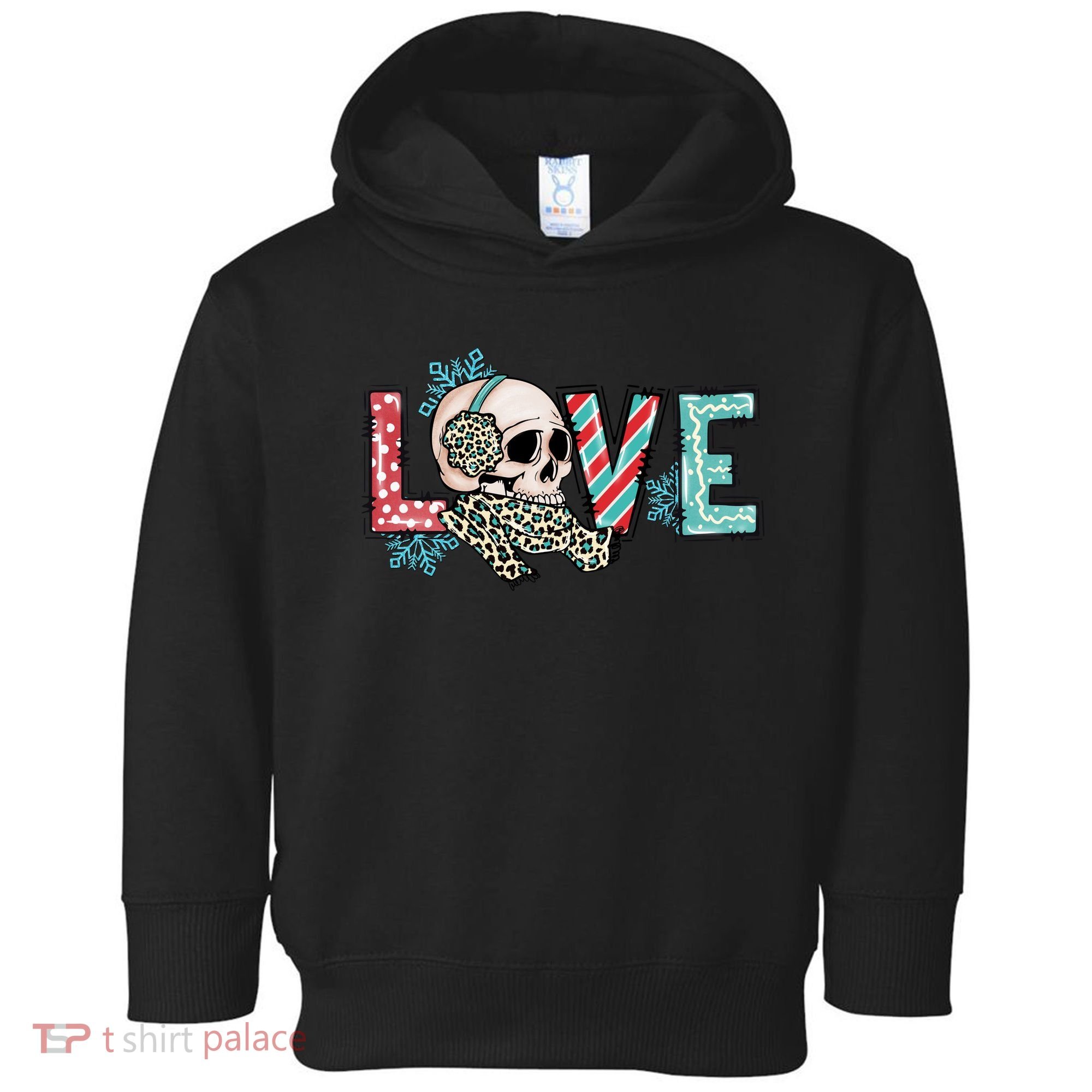 Love Christmas Skull Funny Xmas Hoilday Gift Toddler Hoodie