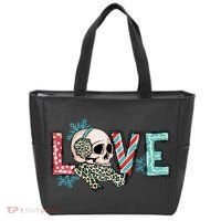 Love Christmas Skull Funny Xmas Hoilday Gift Tote Bag thumb 0