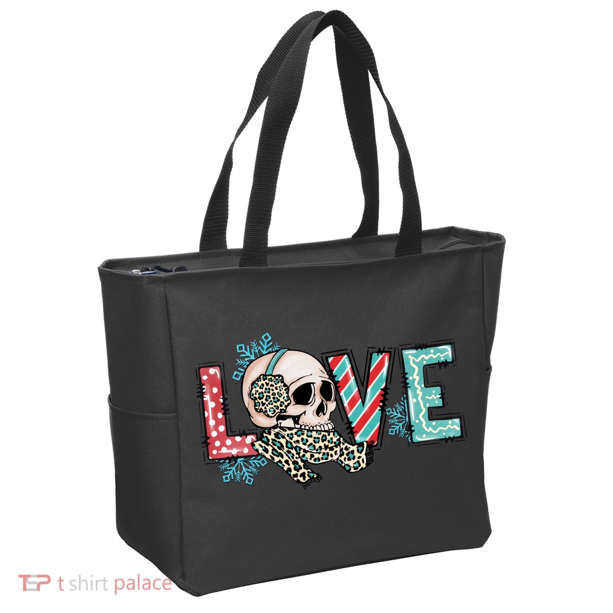 Love Christmas Skull Funny Xmas Hoilday Gift Tote Bag