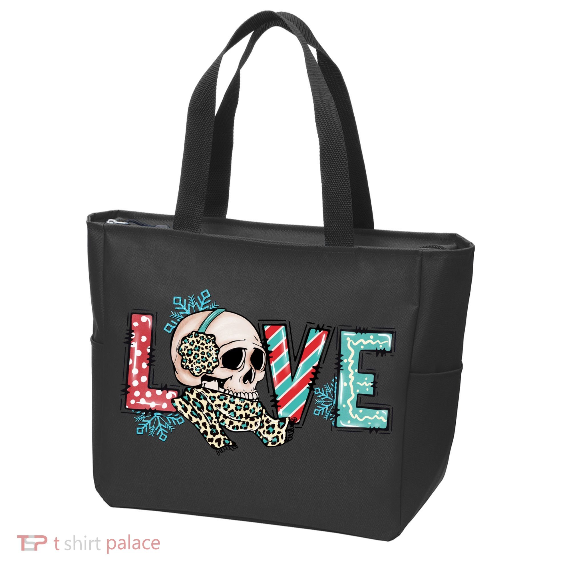 Love Christmas Skull Funny Xmas Hoilday Gift Tote Bag