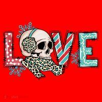 Love Christmas Skull Funny Xmas Hoilday Gift Santa Hat thumb 1