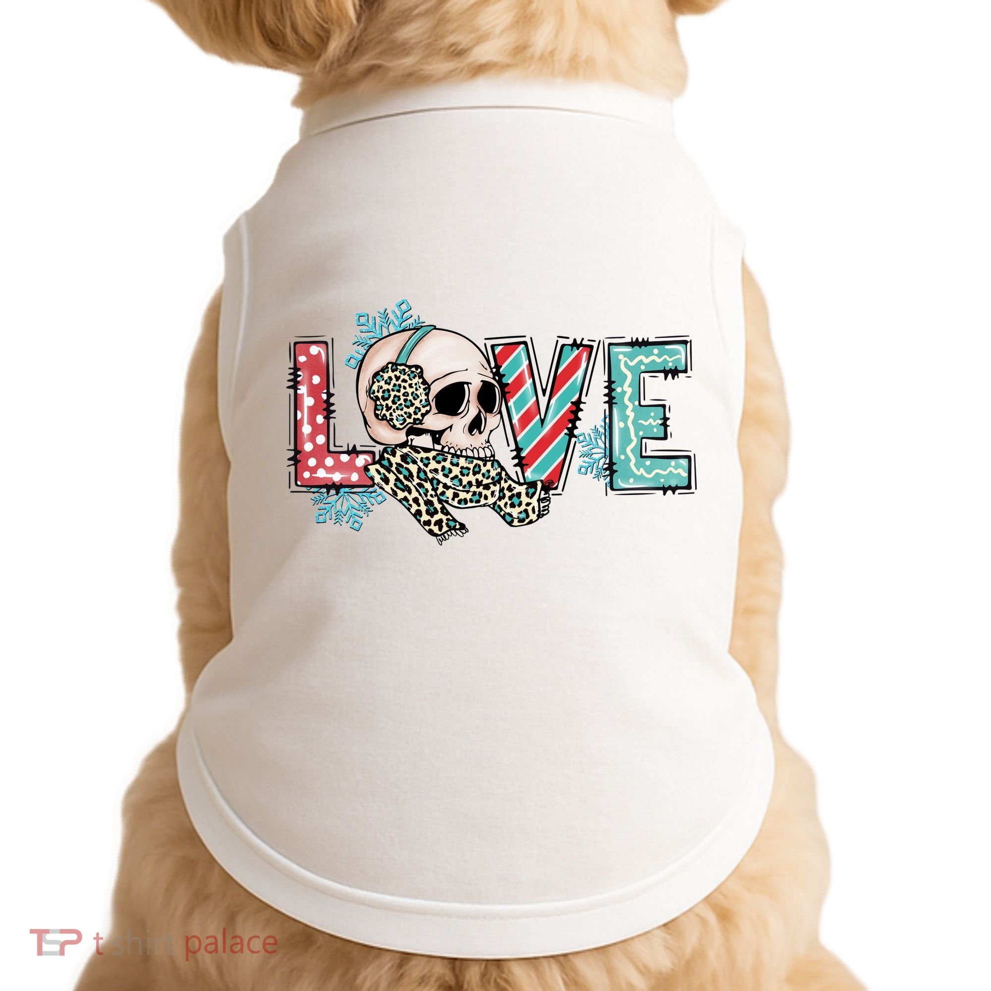 Love Christmas Skull Funny Xmas Hoilday Gift Doggie Tank
