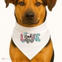 Love Christmas Skull Funny Xmas Hoilday Gift USA-Made Doggie Bandana thumb 1