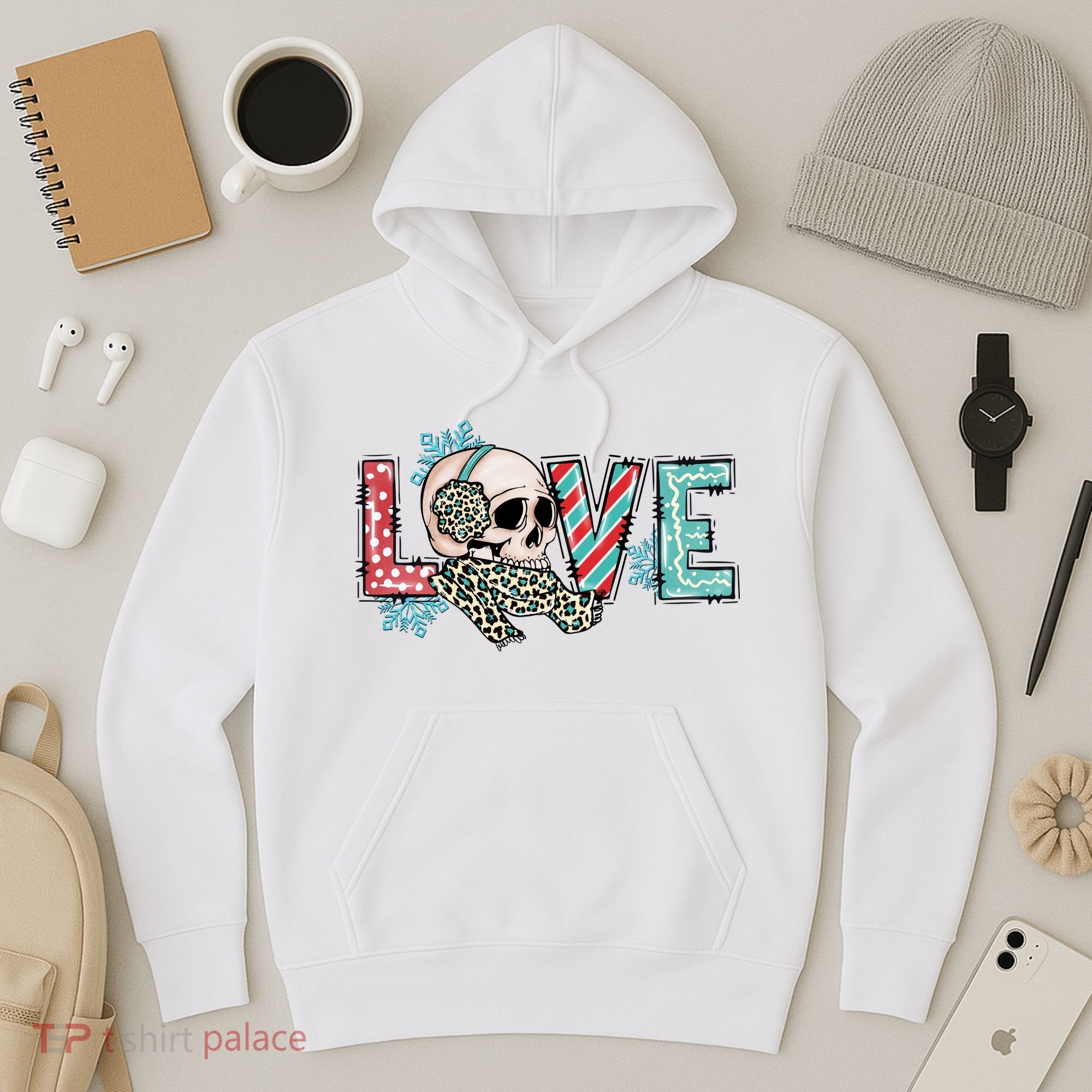 Love Christmas Skull Funny Xmas Hoilday Gift Hoodie