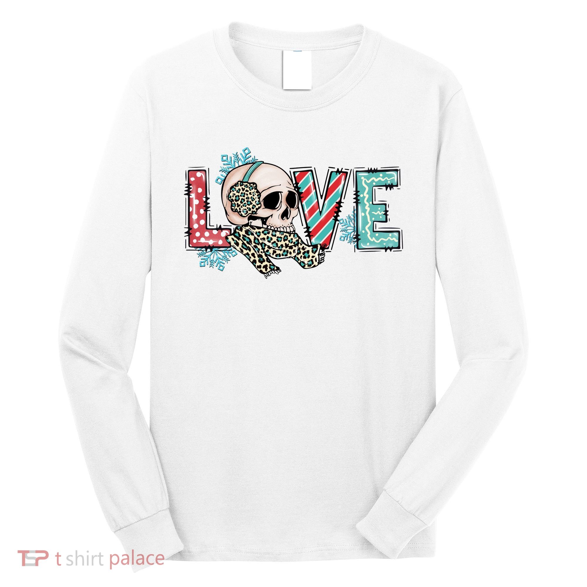 Love Christmas Skull Funny Xmas Hoilday Gift Long Sleeve Shirt