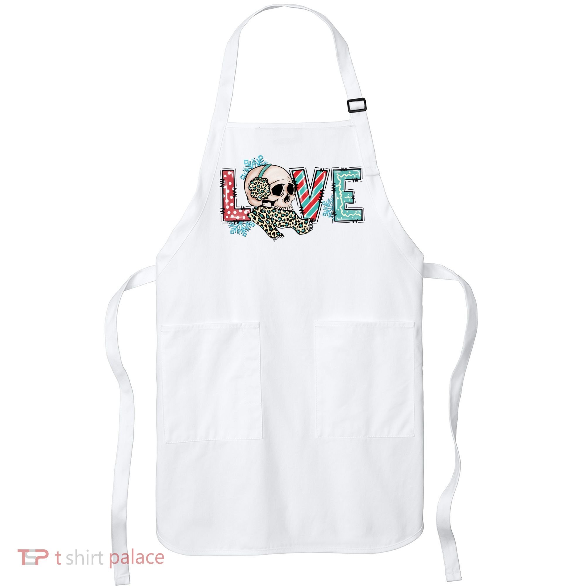 Love Christmas Skull Funny Xmas Hoilday Gift Apron