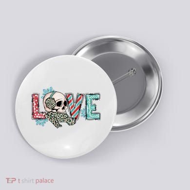 Love Christmas Skull Funny Xmas Hoilday Gift Button