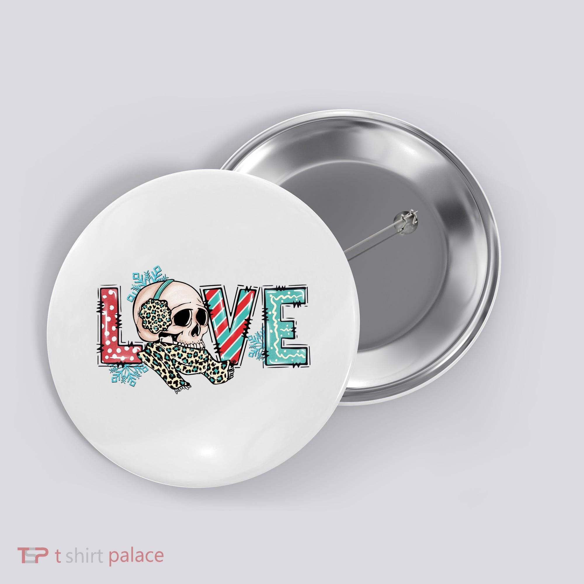 Love Christmas Skull Funny Xmas Hoilday Gift Button