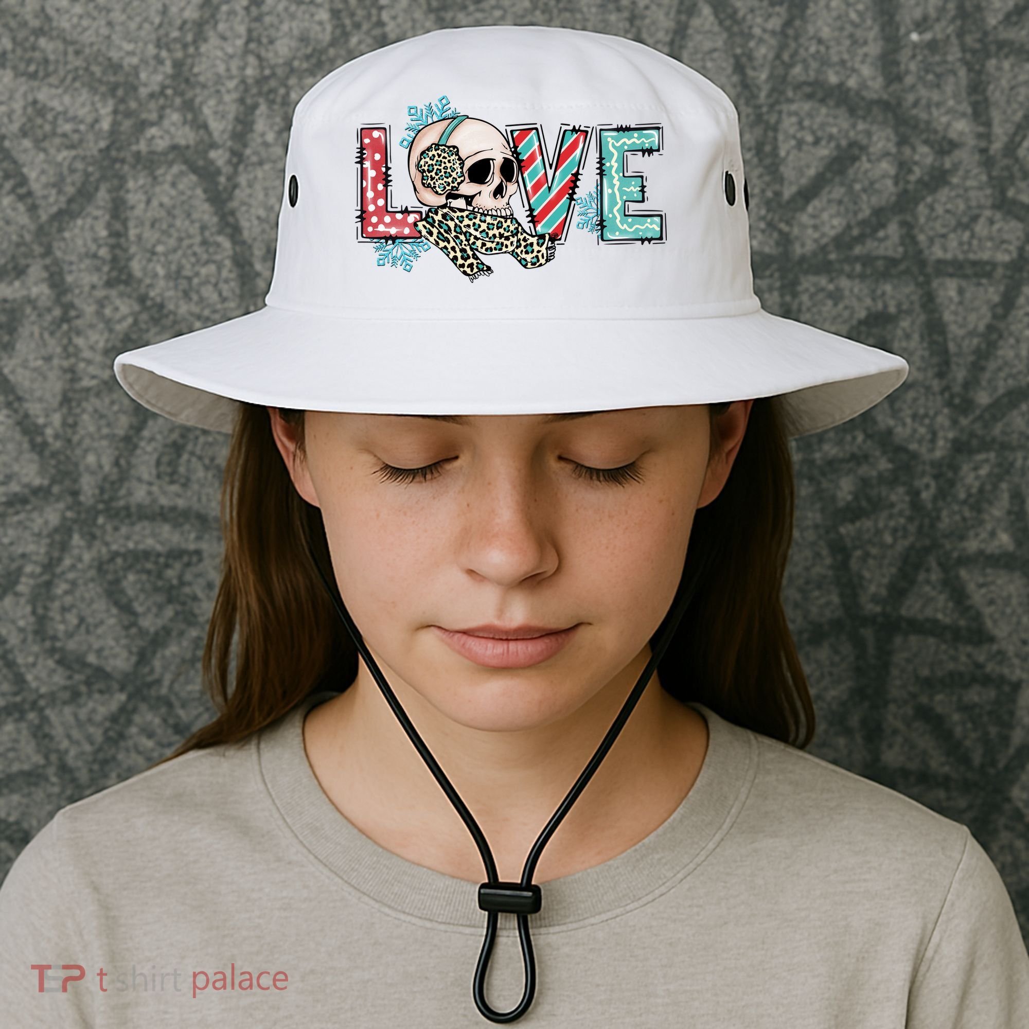 Love Christmas Skull Funny Xmas Hoilday Gift Bucket Hat
