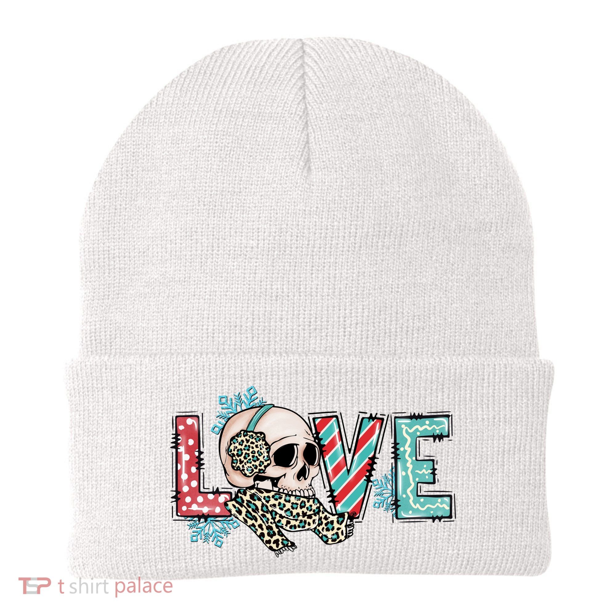 Love Christmas Skull Funny Xmas Hoilday Gift Beanie
